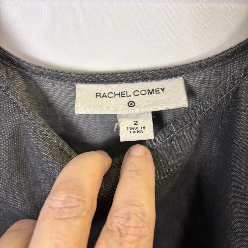 Rachel Comey Gray Midi Dress Size 2 Cotton Puff Sleeve Pockets Boho, Peasant - Picture 4 of 7